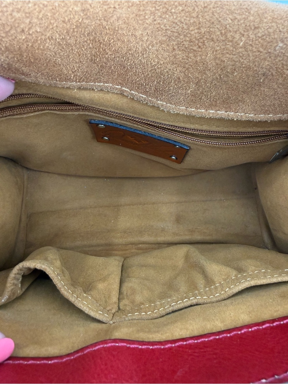 Patricia Nash Tooled Leather Top Handle Crossbody Satchel Burgundy Floral Bag - Picture 14 of 16